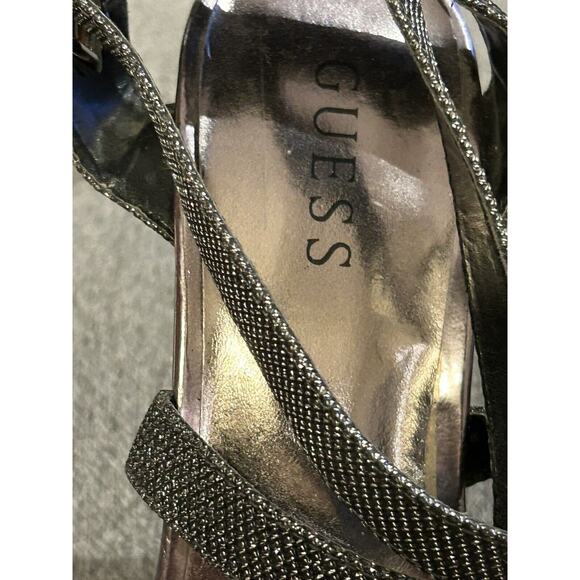 Guess Gray Shimmer Strappy Wedges Sandals Women's size 8.5M - Picture 2 of 5